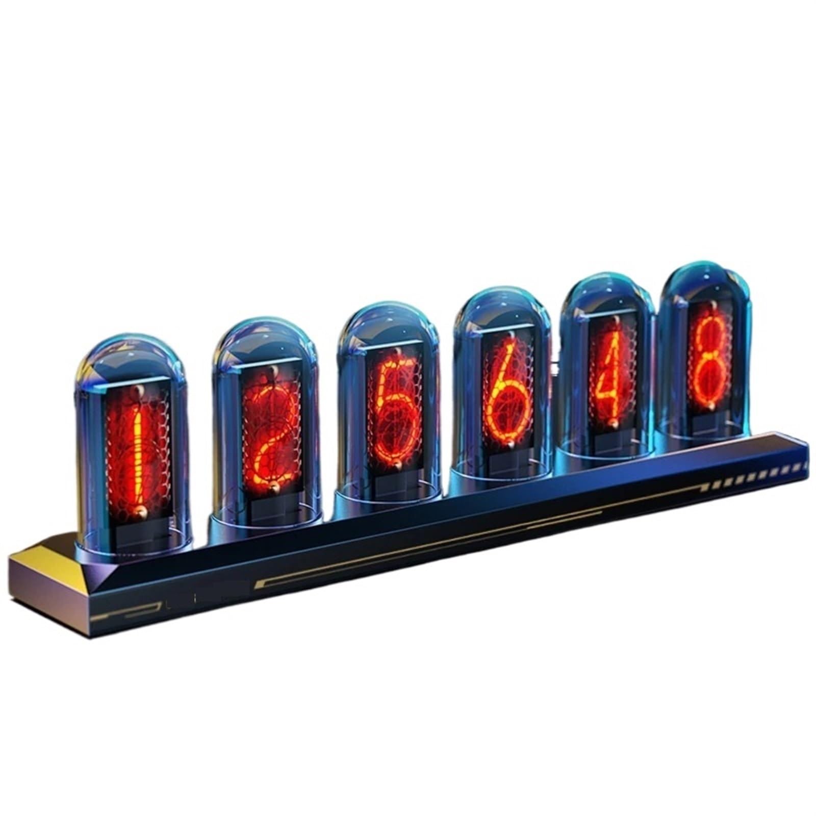 Stacja pogodowa, cyfrowy zegar z lampkami Nixie, kolorowy ekran IPS, rura analogowa DIY, dekoracja biurka do gier, luksusowe opakowanie prezentowe, czarny z RGB-1