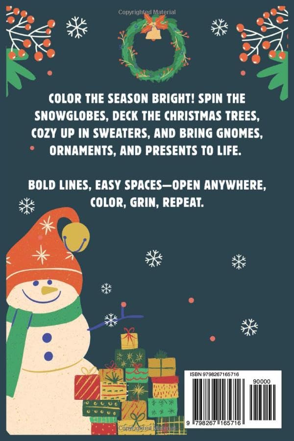 Christmas Coloring Fun: 70 Color-Sign and Share Your Holiday Art | Stocking Stuffer Coloring Book Under $5 | Display Ready Borders on Every Page | Perfect for All Ages! (Kids Holiday Books) image 3