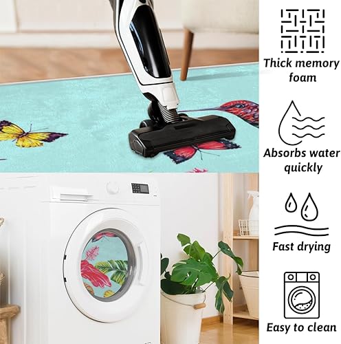 Miniatura 5 de Alfombra ovalada de flores tropicales pequeñas para dormitorio, mesita de noche, colibrí, alfombra de pasillo suave, alfombra moderna y esponjosa