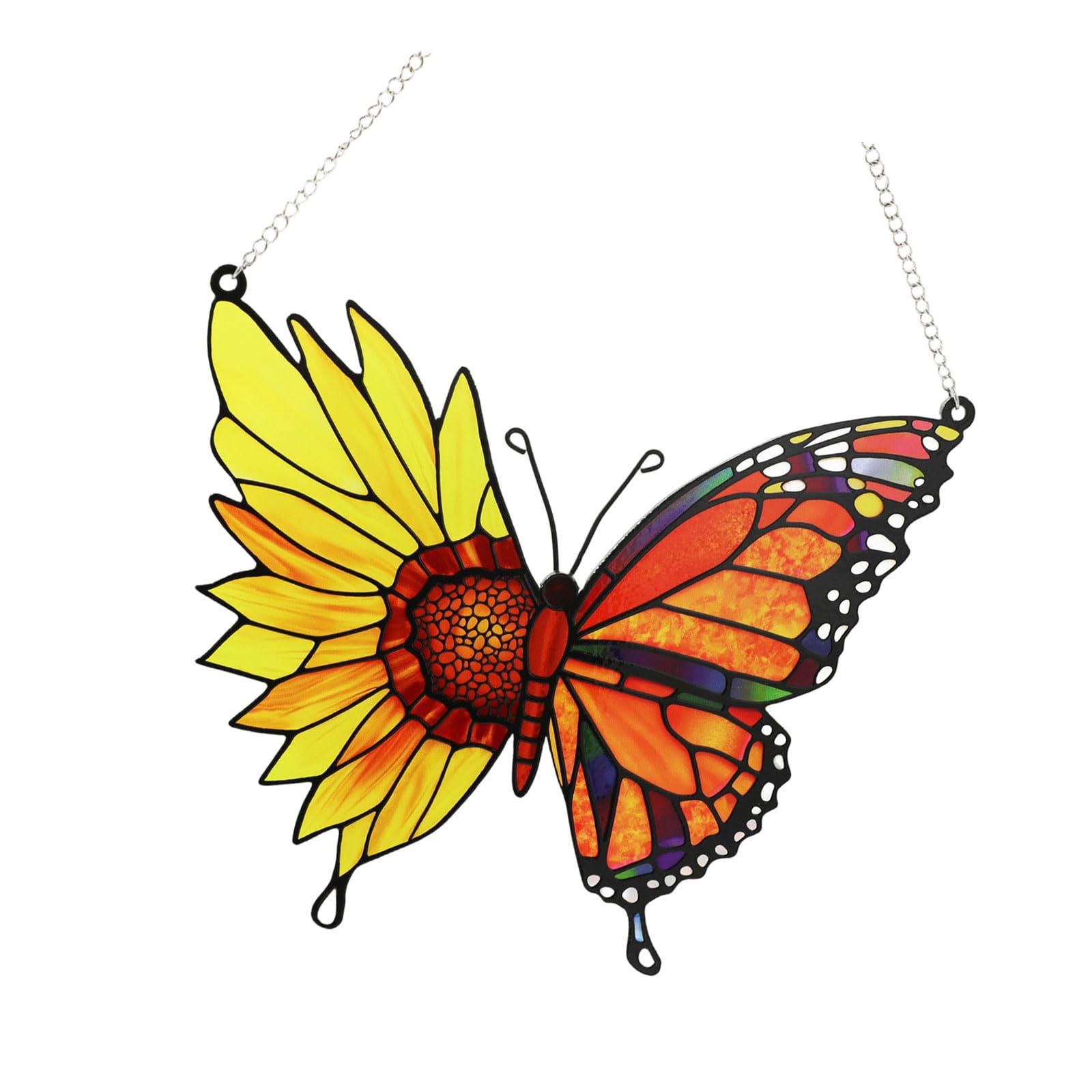 Colorful Reflective Acrylic Butterfly Sunflowers Suncatchers Hanging Decors Ornament for Window Balconies Decoration Sunflowers Theme Suncatchers