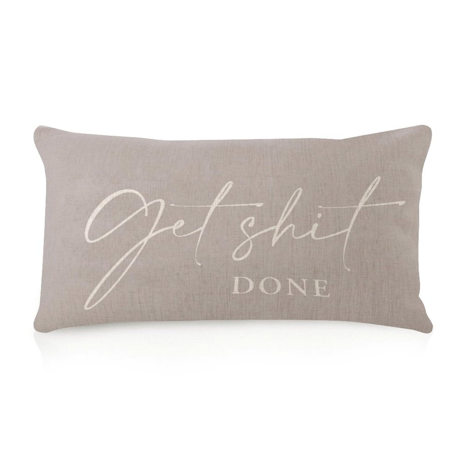 Get Shit Done Body Pillow Cover Two-Side Printed 12x20in Linen Aztec Toss Rectangle Pillow Covers Inspirational Motivational Quote