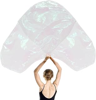 Wuchieal 55'' 2 set Praise Dance flags for Church,Semicircle Worship Flags with Flex Rods, Dance Angel Wing Worship Flag for Beginner Transparent white