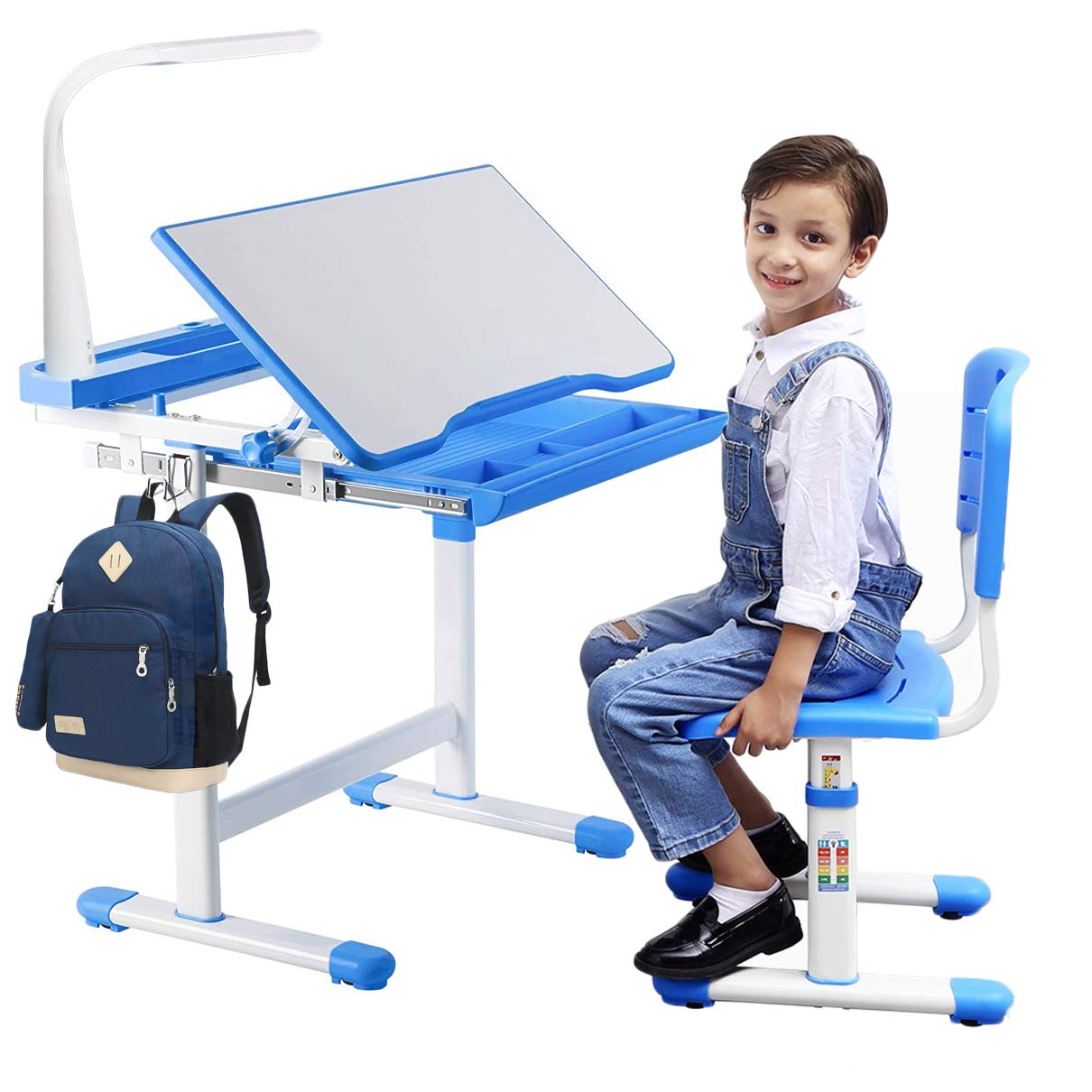 Brightshow Kids Desk Table And Chair Set Adjustable Height Childs Study 7AD