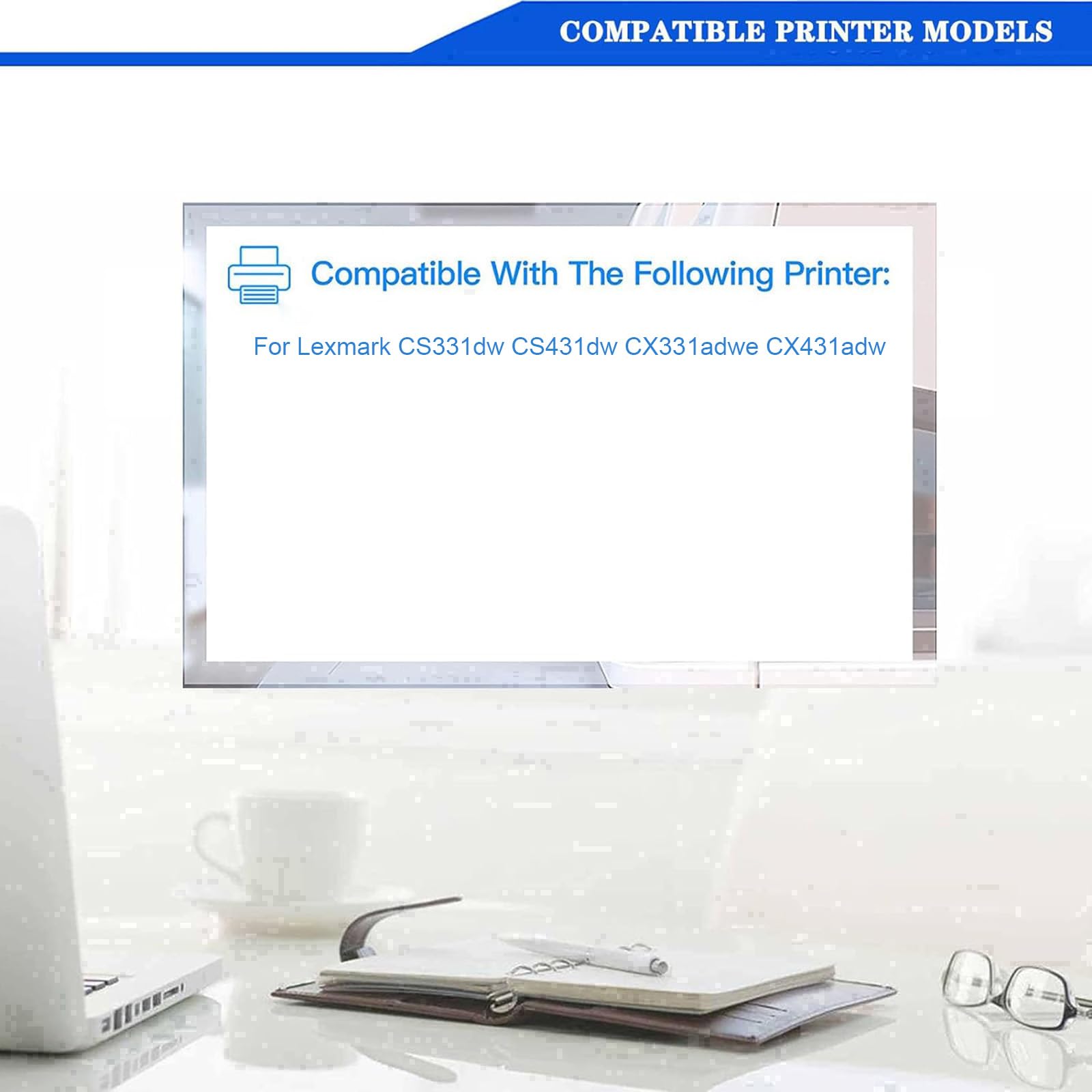 Cartucho de tóner CS331dw con Chip de Repuesto para impresoras Lexmark CS331dw, CS431dw, CX331adwe y CX431adw. Fácil de Instalar y Usar.,CS331dw-Cyan