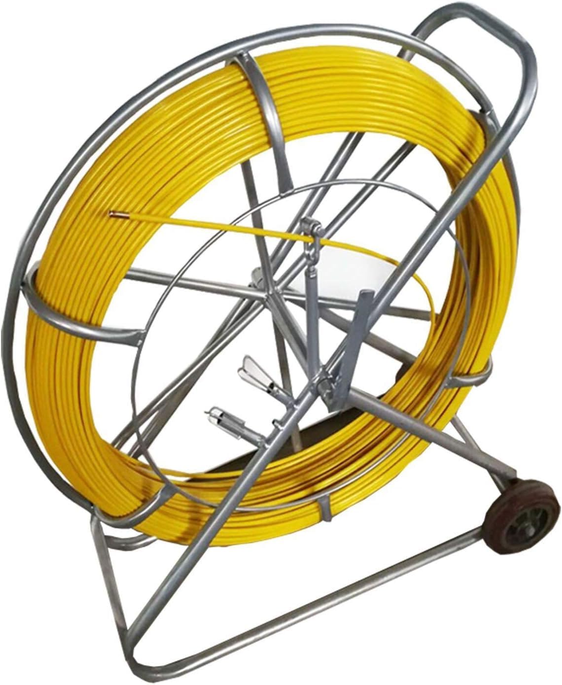 Pasacables de Fibra de Vidrio de 820 pies y 0,5 Pulgadas, con Soporte con Ruedas para conductos.