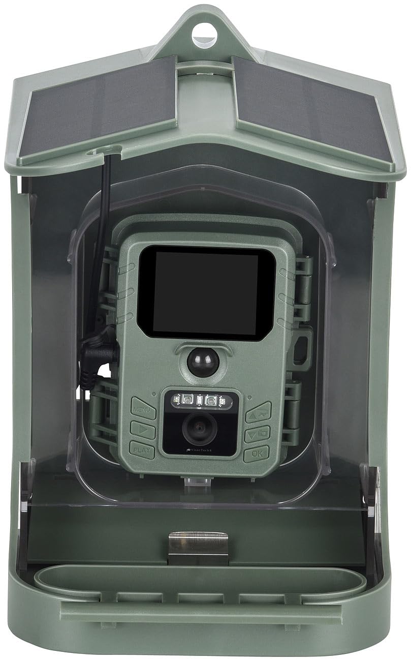 VisorTech Vogelhaus-Kameras Solar: Solar-Vogelhaus & Futterstelle, WLAN-Full-HD-Kamera, Versandrückläufer (mit & App, Vogel, iPad)