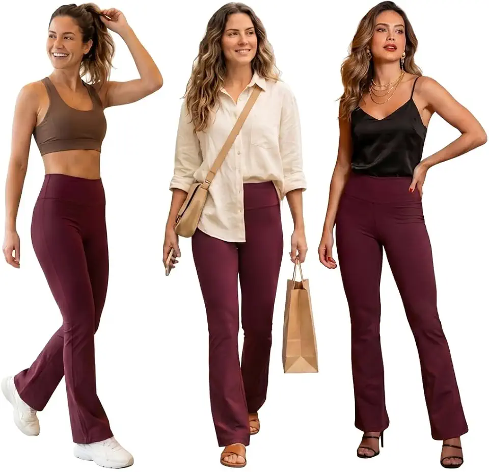 1 Calça Flare Legging Suplex Feminina Esportiva Casual Dia a Dia Zero Transparência Cintura Alta Levanta Bumbum Leg Bailarina Elasticidade 4 Vias Cós Duplo