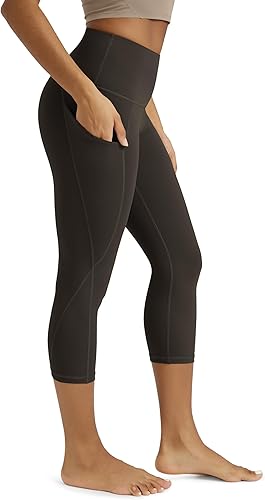 Miniatura 88 de ODODOS - Leggings capri de cintura alta para mujer con bolsillos, control de abdomen, no se transparentan, para entrenamiento atlético, running