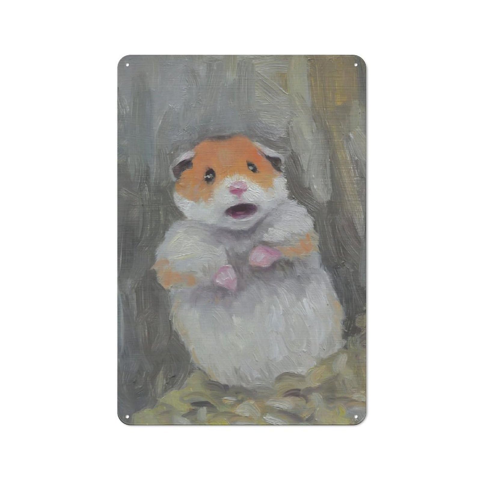 Junmoney Meme Hamster Art Animal Vintage Metal Sign 30X20cm For Workshop Wall, With Clear Vintage Wall Decor Character