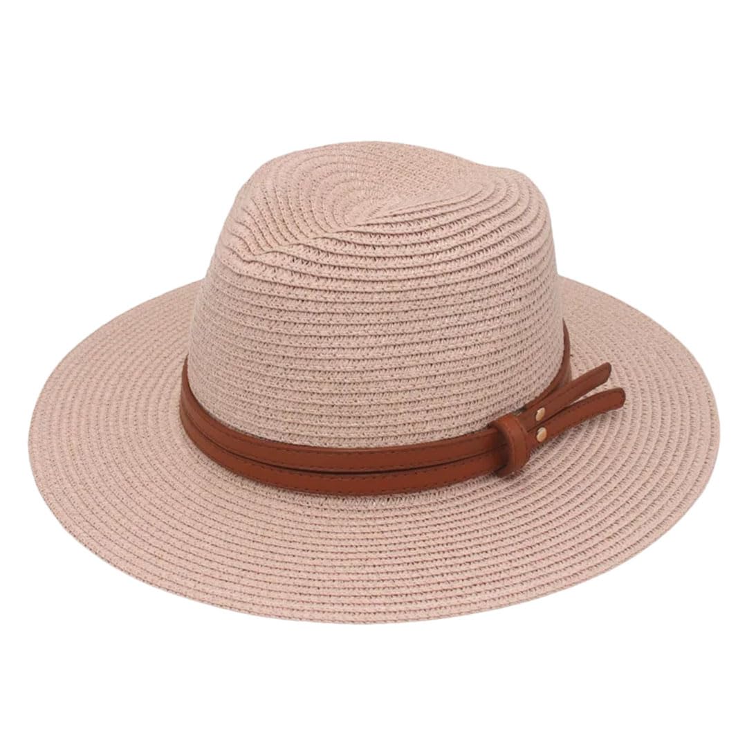 LCUVIMPEX Bucket Hats， Unisex Wide Brim Straw Panama Sun Hat Multicolor(Pnnrk)