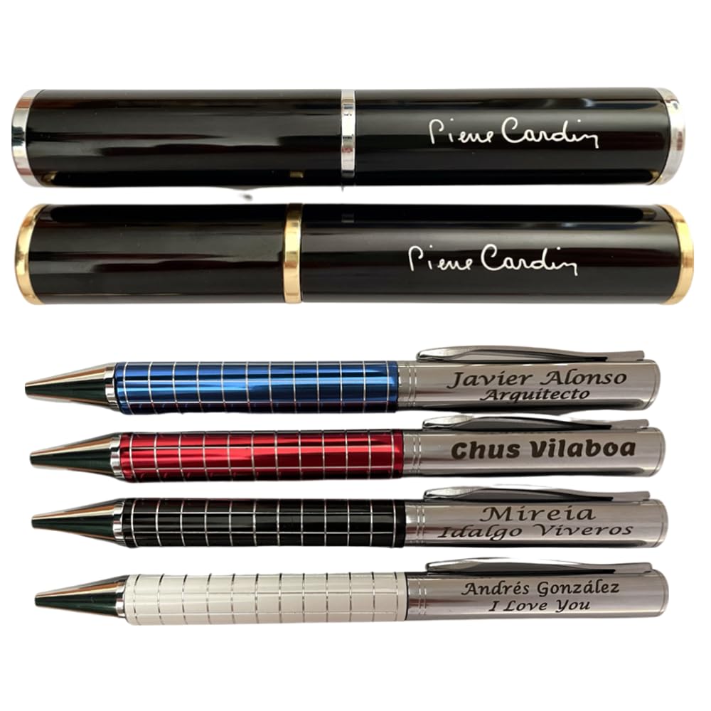 Pierre Cardín regalo grabado - Bolígrafo Personalizado con Texto, Opción de Color y Estuche | Ideal para Aniversarios y Cumpleaños, profesores, Regalo personalizado, Metálico