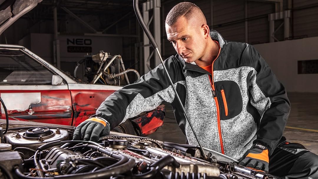 NEO TOOLS Profesjonalne spodnie robocze, wielofunkcyjne, spodnie robocze, spodnie ochronne, wzmocnione kieszenie, potrójne szwy, otwory na nakolanniki, odzież robocza spodnie rozm. 48-58 (S-XXL)
