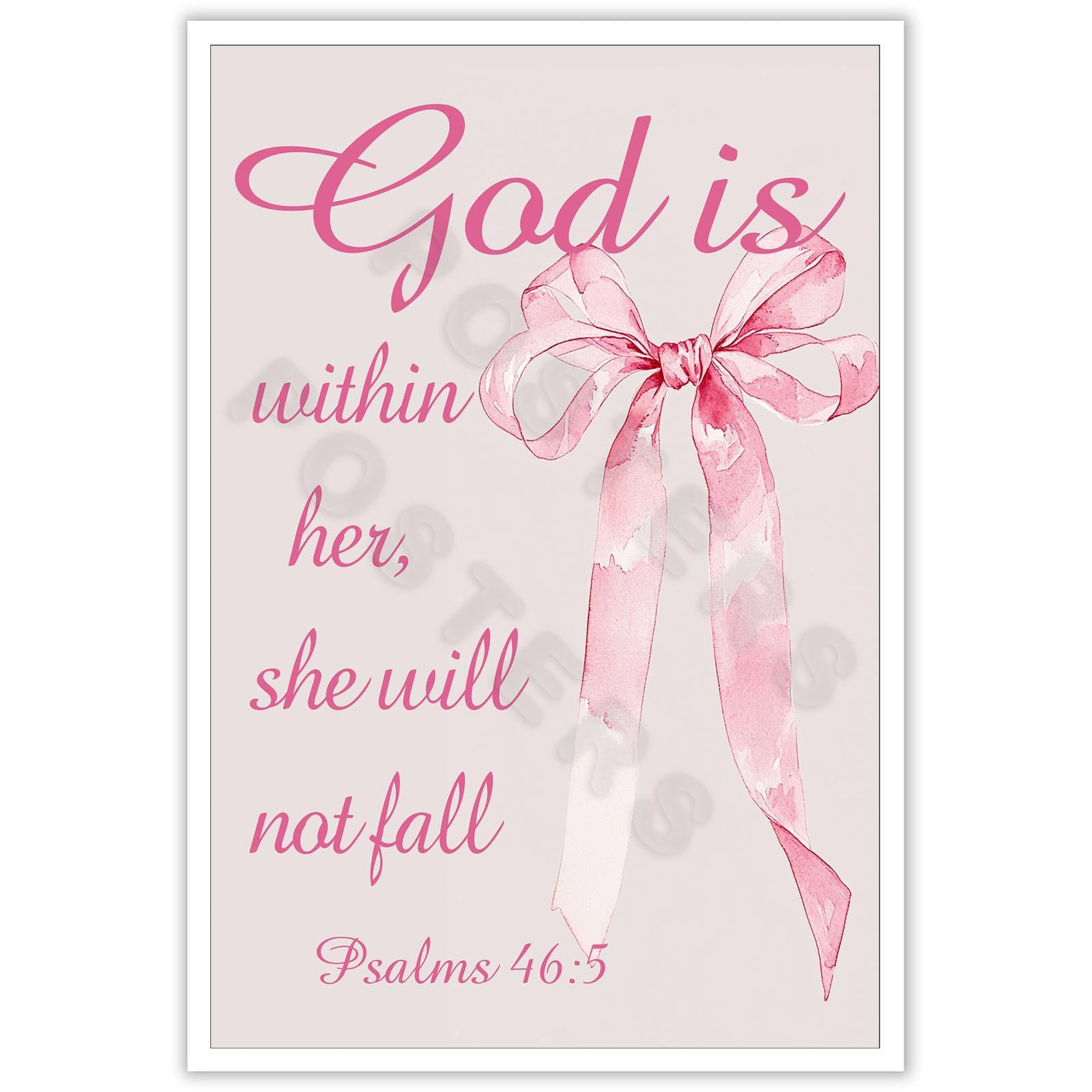 LRCYBMN Trendy Coquette Pink Christian Wall Art Poster Bible Verse Scripture Dorm Room Canvas Picture Painting Wall Art Preppy Pink Bow Home Room Wall
