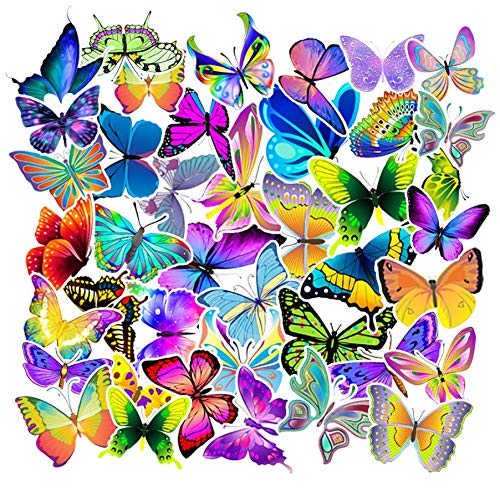 TSCTBA Liphontcta Butterfly Stickers 50PCS Beautiful Butterfly Insect Stickers for laptops Skateboards Kettles Phone scrapbooks Colorful Butterfly Vinyl