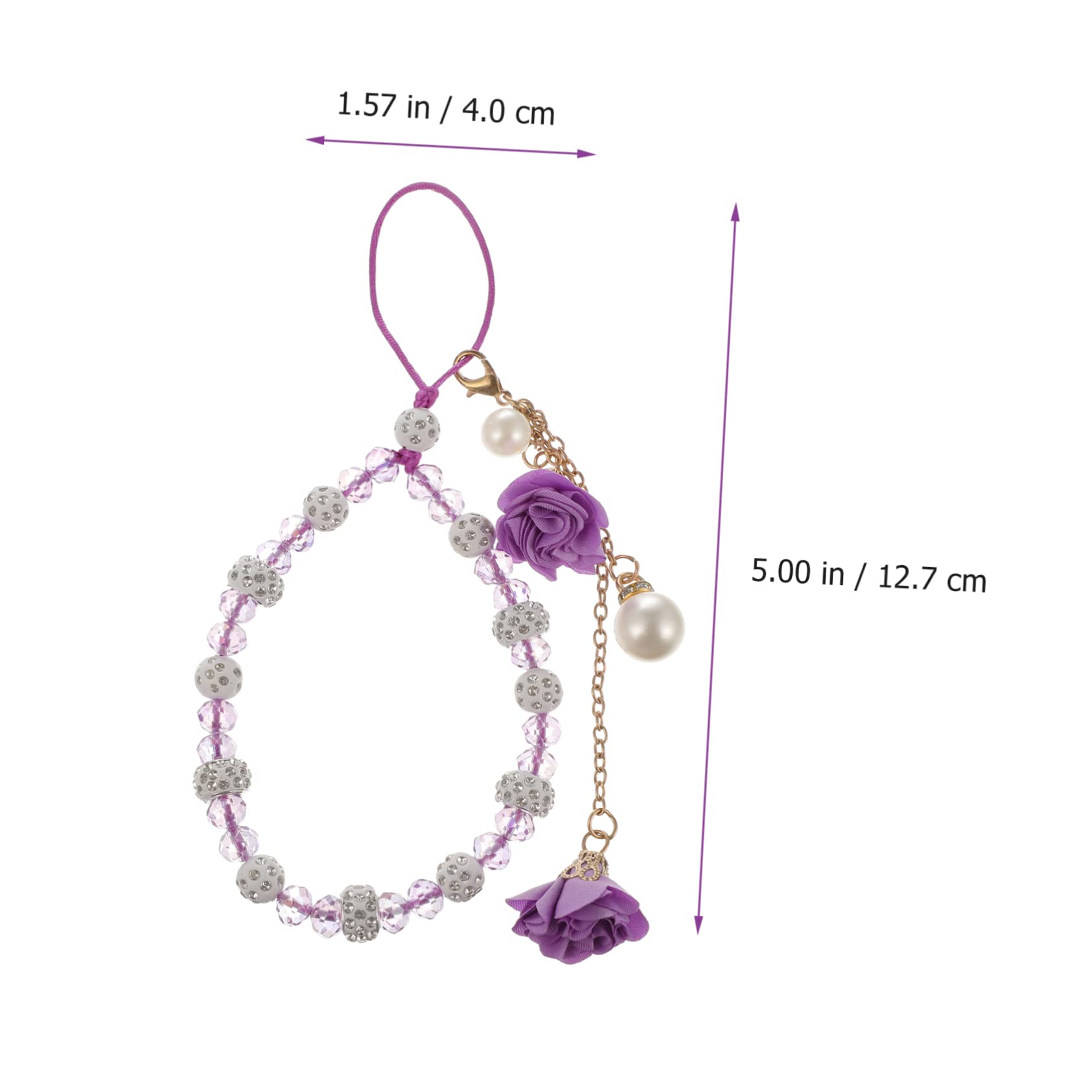 3 Pièces Pendentif Fleur Cristal pour Téléphone Portable Chaîne Décorative Lanière de Poignet Perte Accessoire Élégant pour Femmes et Filles