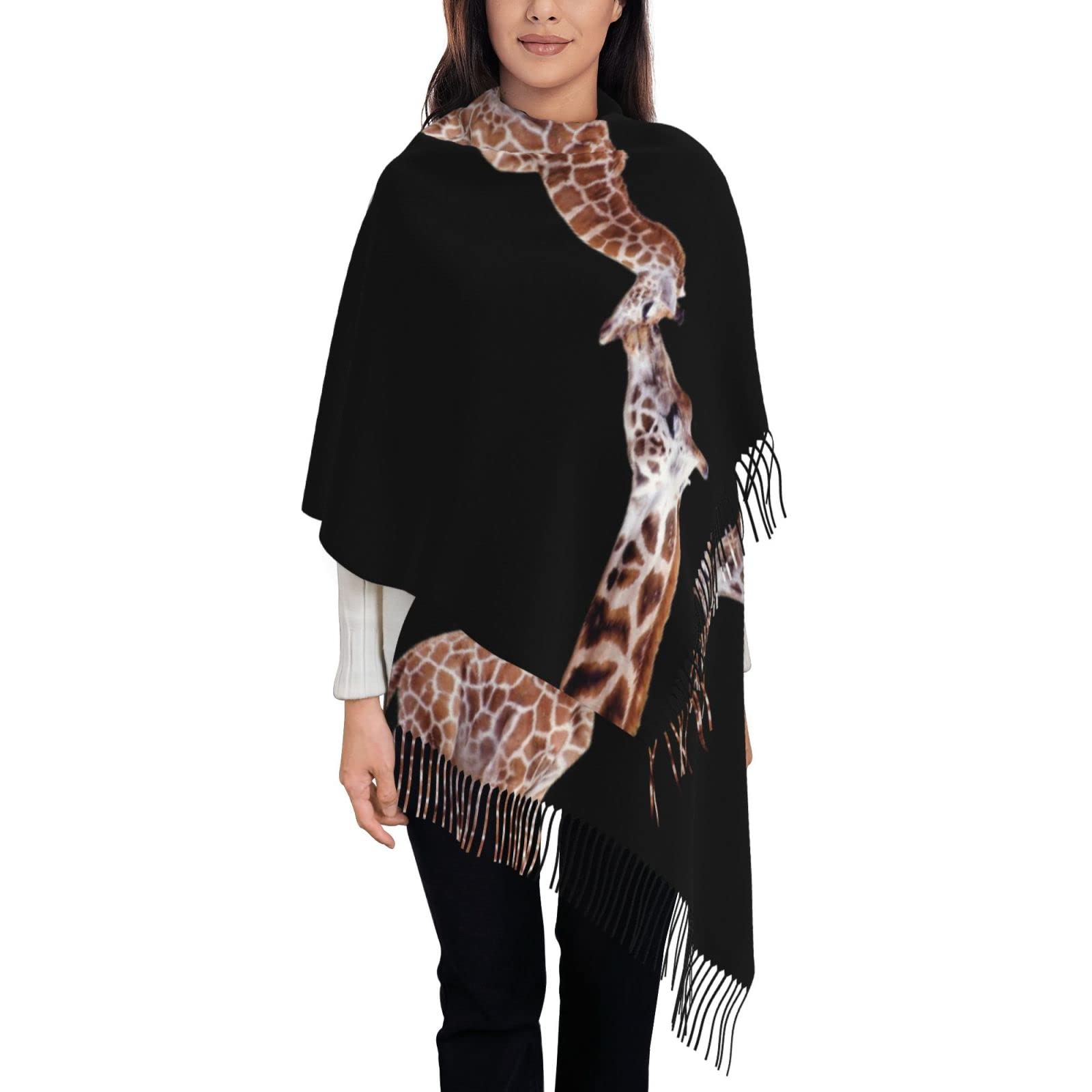 Aseelo Unisex Infant Mother Baby Giraffe Women Scarf - Winter Long Pashmina Scarves Warm Wraps Ladies Tassel Stole Blanket