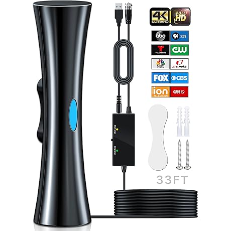 Upgrade Indoor HDTV Antenna 1000+ Miles Range with Amplifier, Enhanced Digital HD...