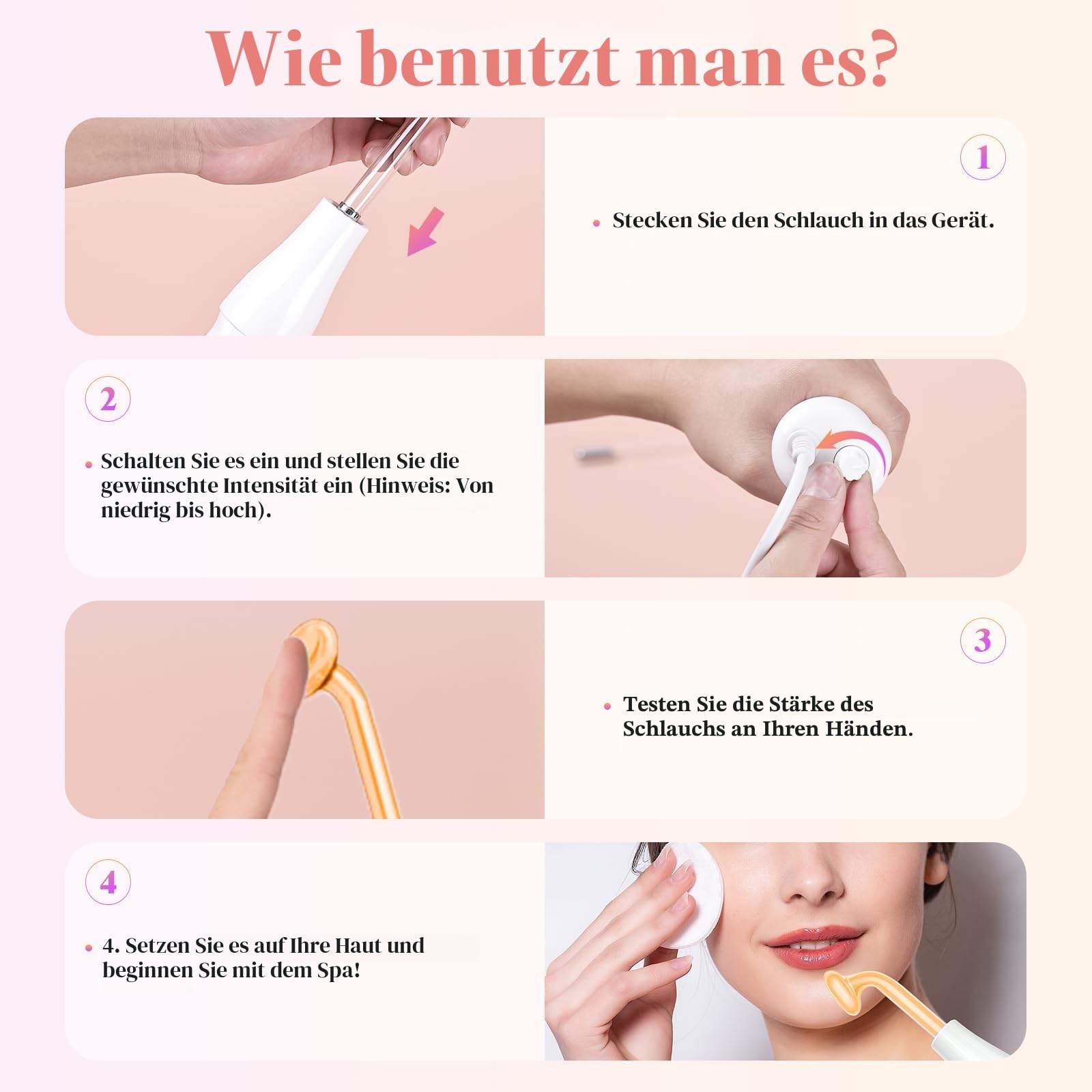 Hochfrequenz-Stab, iklestar Hochfrequenz Gerät Haare mit 6 Glasröhren, Handheld Gesichtsmaschine Kit für den Heimgebrauch