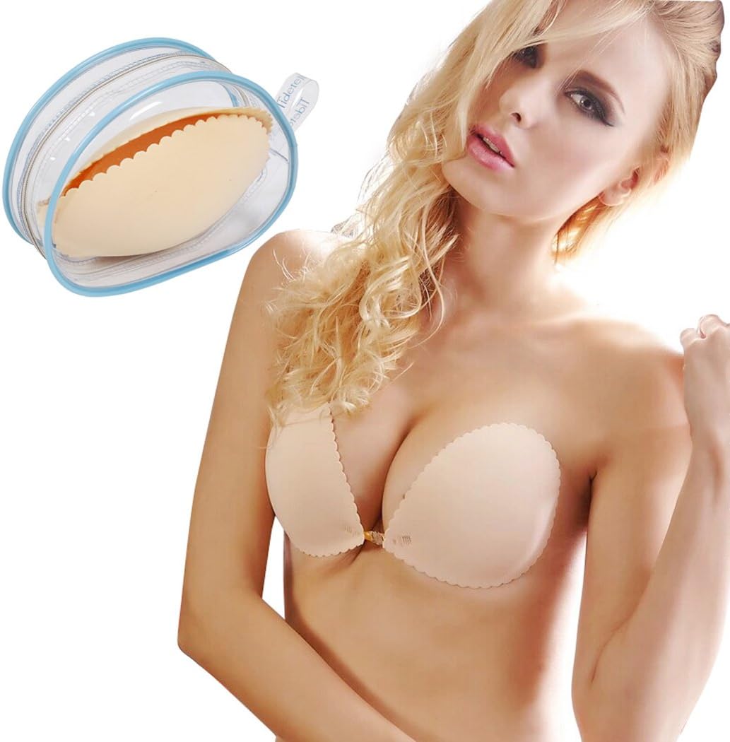 Tidetell Silicone Invisible Breast Pad Strapless Adhesive Bra+Underwear Bag