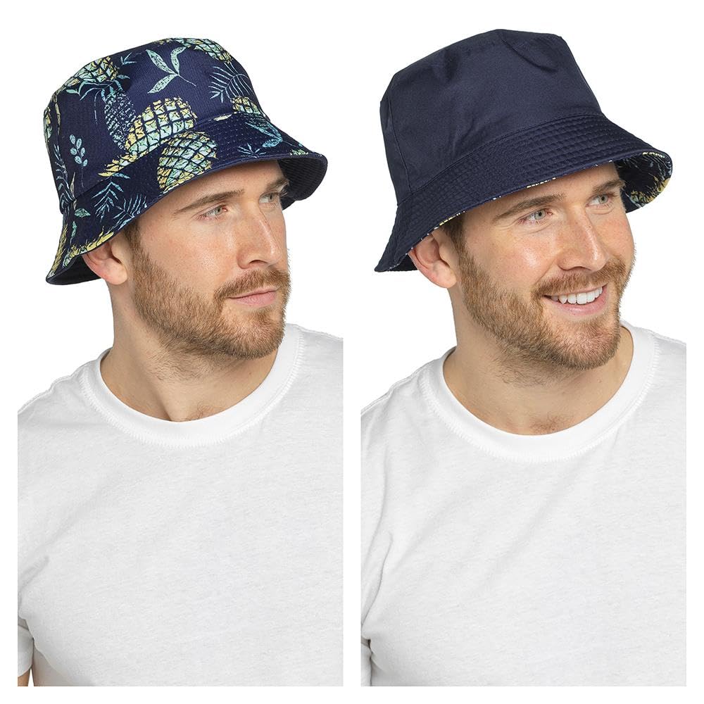 A2z Men's Navy Reversible Bucket Hat Summer - Bucket Hats Az4691 M/L