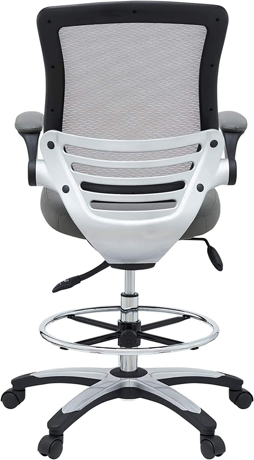 TOP оƒƒERS Modway Edge Drafting Chair - Reception Desk Chair - Flip-Up Arm Drafting Chair in Gray
