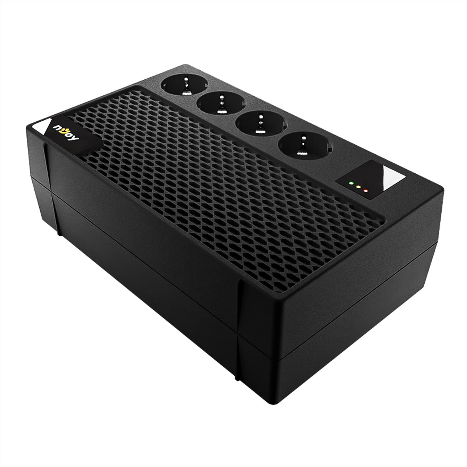 NJOY Renton 650 Plus Gruppo di Continuità Monofase 650VA 360 Watt, Line Interactive, AVR UPS a Ciabatta Multipresa, 4 Uscite Schuko, 1 Batteria 12V-5Ah