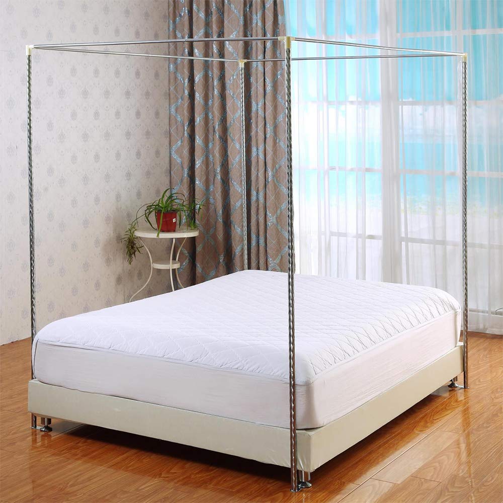 struttura a baldacchino in acciaio inox, supporto per zanzariera a 4 angoli, con motivo a spirale, adatto per letti gemelli/completi/queen/king size, 22 mm, 1×2m bed