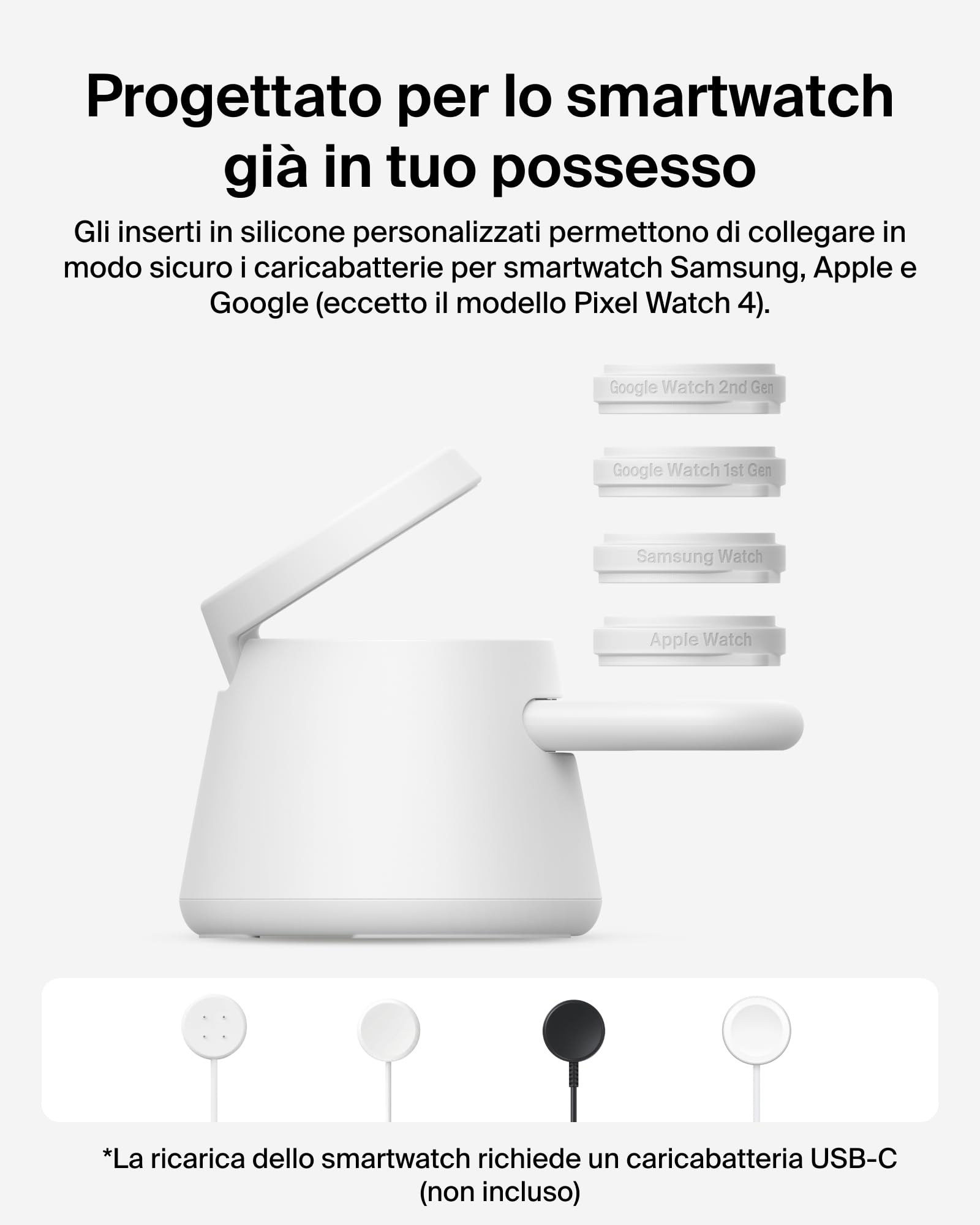 Belkin UltraCharge Caricatore Wireless Qi2 25W 3 in 1 - Nero | Caricatore Magnetico Certificato Qi2.2, USB C, Ricarica Wireless per iPhone, Galaxy, Auricolari, Smartwatch, Alimentatore 45W