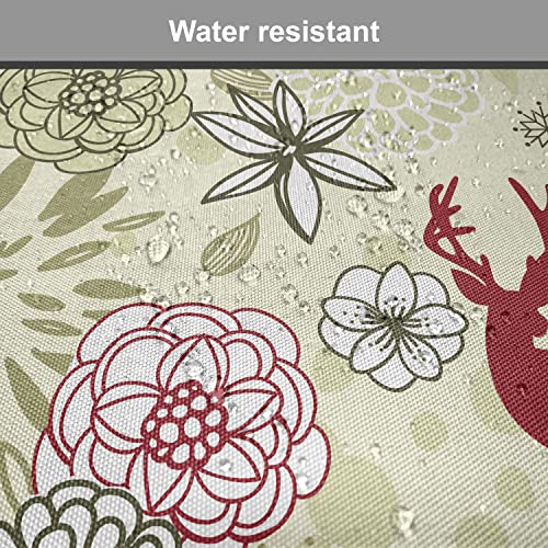 Ambesonne Winter Chair Seating Cushion Set Of 4, Deer Silhouettes With Blossoming Flowers Abstract Christmas Nature, Seat Pads For Office With Anti-Slip Backing, 16"X16", Olive Green Pale Green #TOP5