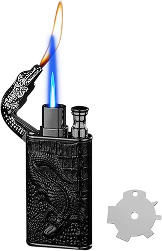 Miniatura 1 de Encendedor de antorcha, encendedor mágico de cocodrilo de doble llama, encendedor de butano fresco, encendedor creativo a prueba de viento con