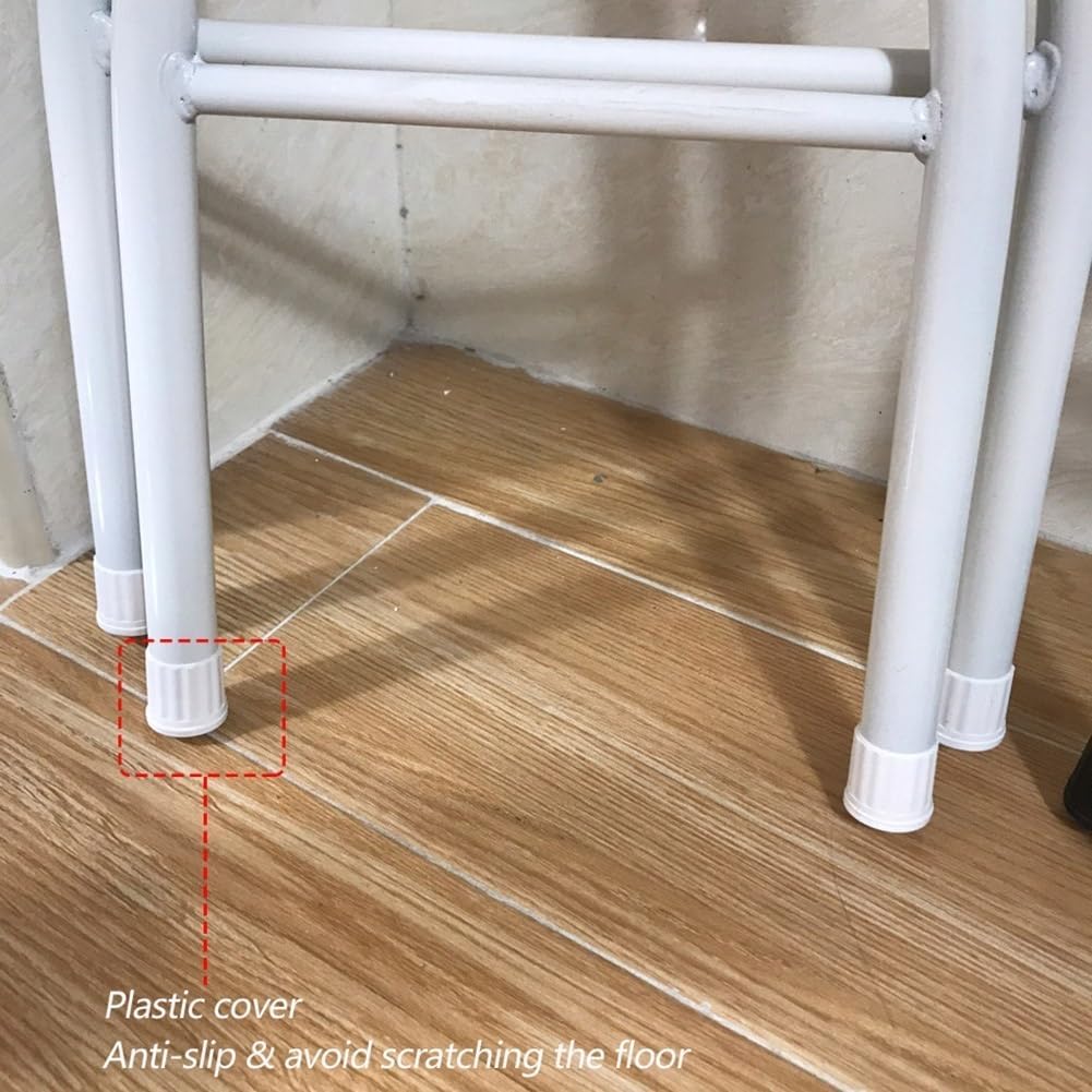 Portable Folding Bar Stool with Backrest, Round Padded Adult Kitchen Folding Chair, Tall Folding Chair, Counter Height Folding Stool for Home, Office (Color : Black/White, Size : Counter 65cm/26in)