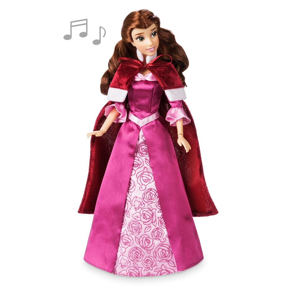 Disney Store Colección oficial de muñecas cantantes – Belle – Muñeca de moda con pelo bellamente peinado, vestido de satén y capa de invierno – Juguetes de princesa Disney para niñas