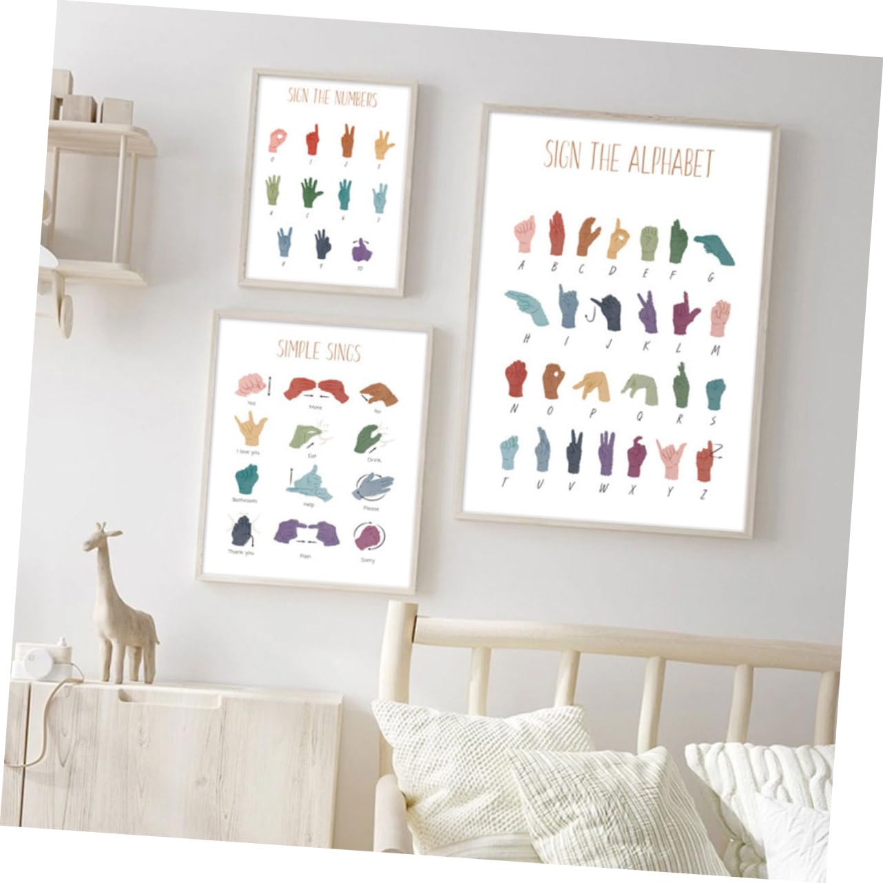 MUCKLILY 30pièces Posters Alphabet Et Chiffres Langue Pour Garçon Fille Décorations Murales Éducatives Pour Salle De