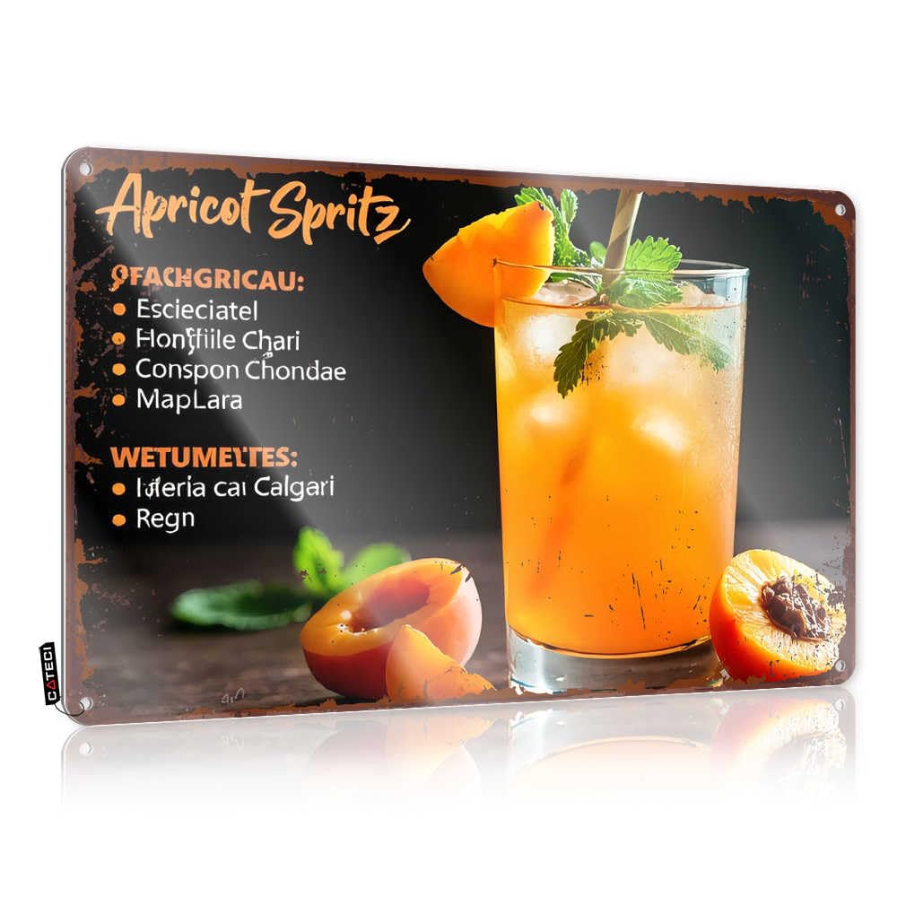 Fzfn Colour Apricot Spritz: A Refreshing Cocktail Recipe With Mint And Ice Cool Music Decor - Funny Vintage Signs Essentials Hanging Wall Decor(30X40cm)