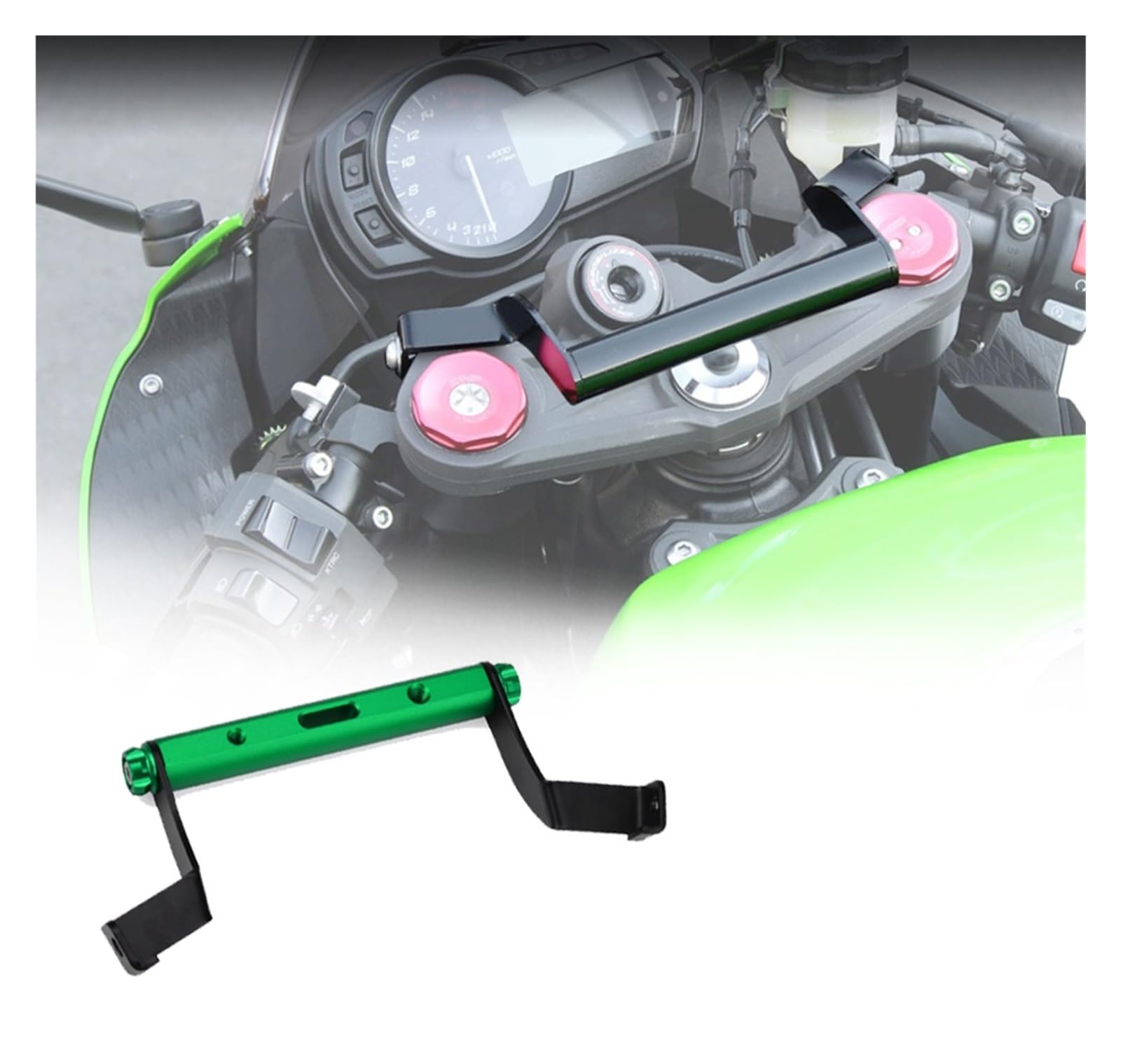 Soporte navegación para Kawasaki para Ninja ZX6R ZX 6R 2013-2024 Soporte Teléfono Móvil Motocicleta Extensión Manillar Navegación GPS(Red)