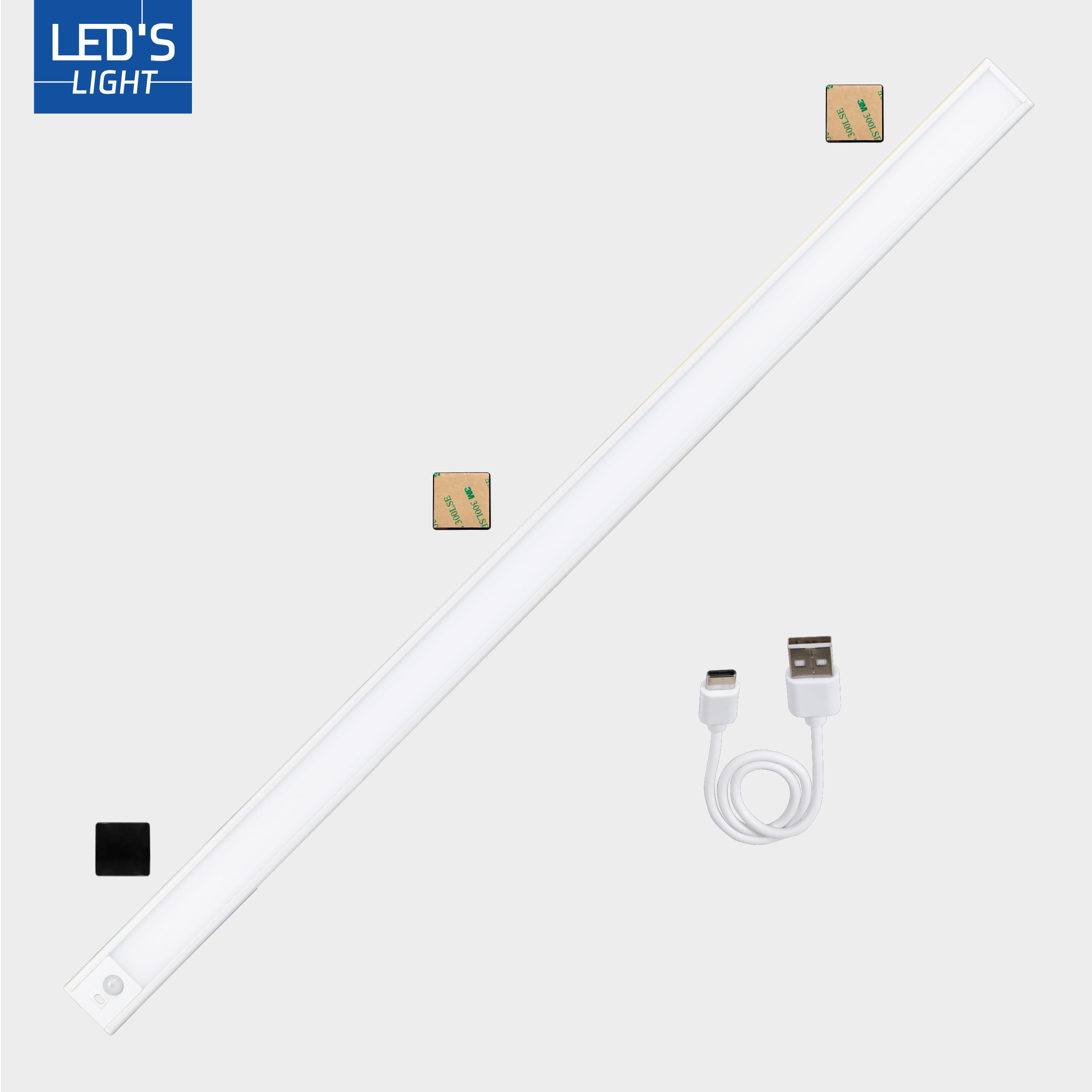 LED's light Unterbauleuchte 80cm Schrankleuchte 4W mit Bewegungssensor Winksensor Akku USB-C dimmbar CCT warmweiß neutralweiß kaltweiß Magnethalter - 2 Stück