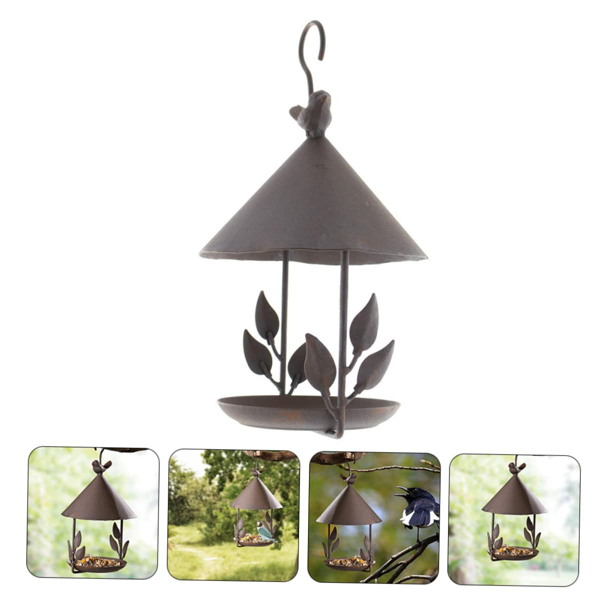 Alimentatore per Uccelli Selvatici Appeso Esterno Mangiatoia per Pappagalli in Ferro Decorativa da Giardino e Cortile