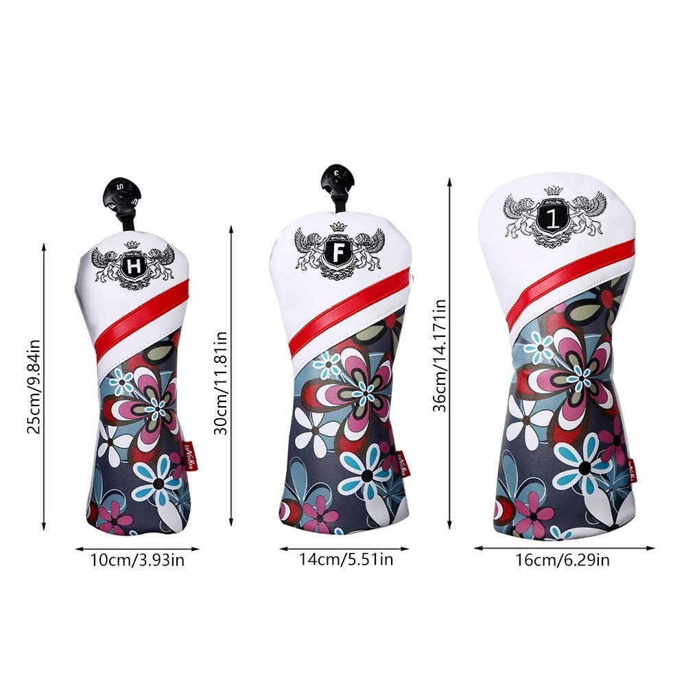 MiOYOOW 4 fundas para cabeza de golf, cubierta para cabeza de conductor con etiqueta de número intercambiable, fundas protectoras para palos de golf de 460 cc, todos los clubes y conductores de Fairway