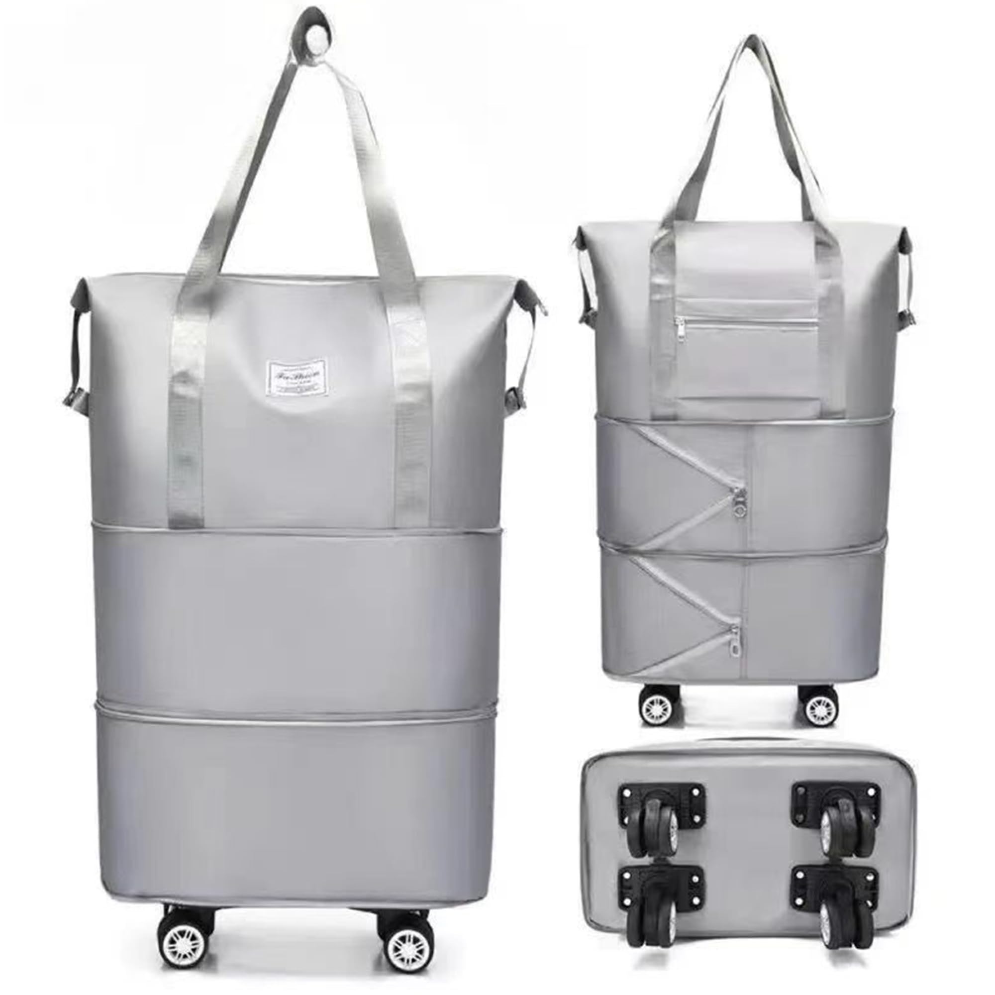 Borsa da Viaggio con Ruote, Borsone Pieghevole Espandibile con Ruote Rimovibili, Impermeabile Grande Capacità Bagaglio a Mano Espandibile, Borsa da Weekend da Donna Bagaglio a Mano da Viaggio