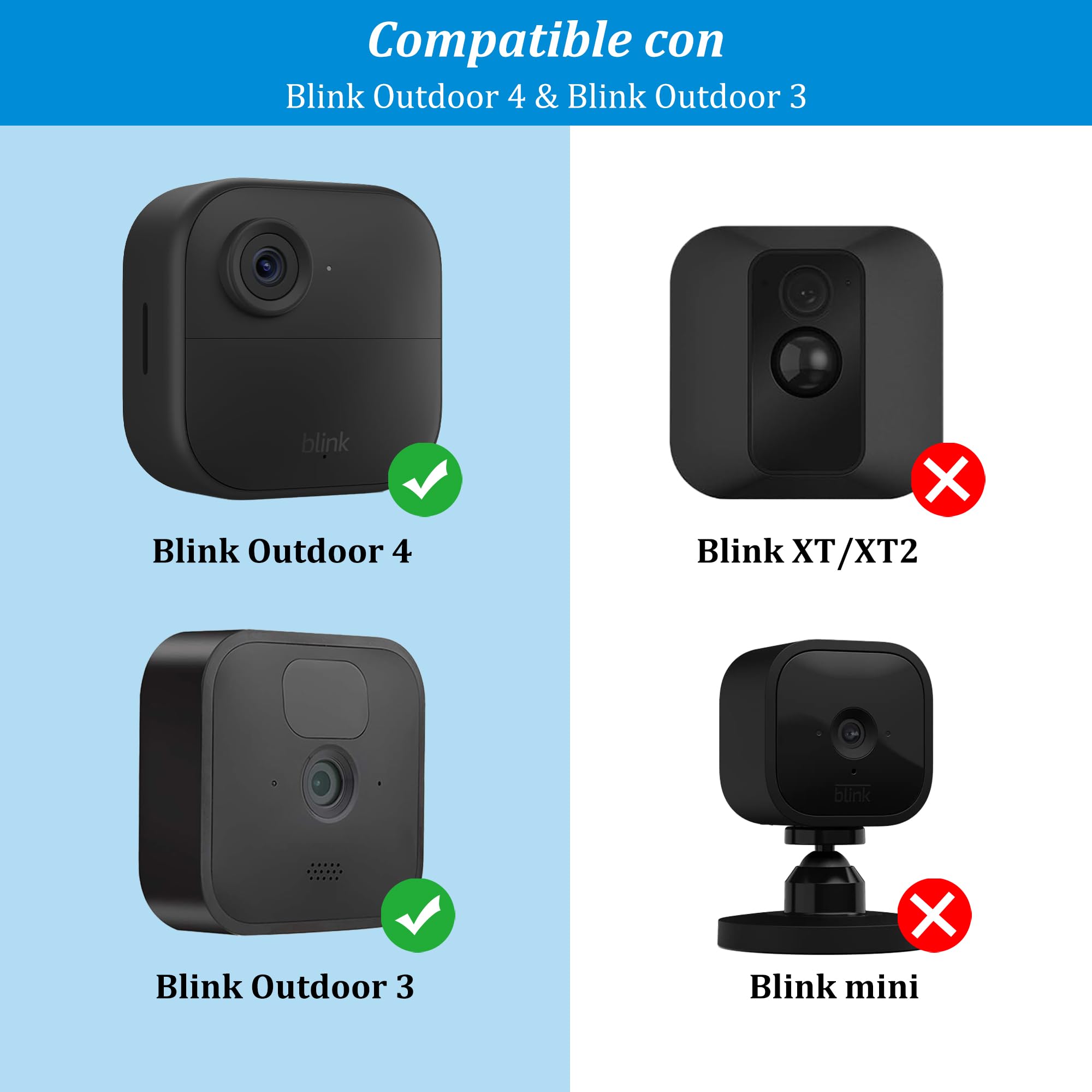 PlusAcc Soporte para Blink Cámara Outdoor - Soporte de Pared Ajustable con Funda para Cámara Blink Outdoor 4 y Outdoor 2K+ y Cámara de Seguridad Blink Indoor (3 uds)