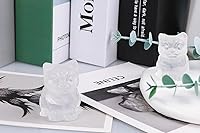 Vista 104 de QINJIEJIE Gato de obsidiana negra, decoración de Halloween, cristales y piedras curativas, estatua de piedra de gatos dormidos, escultura de piedras