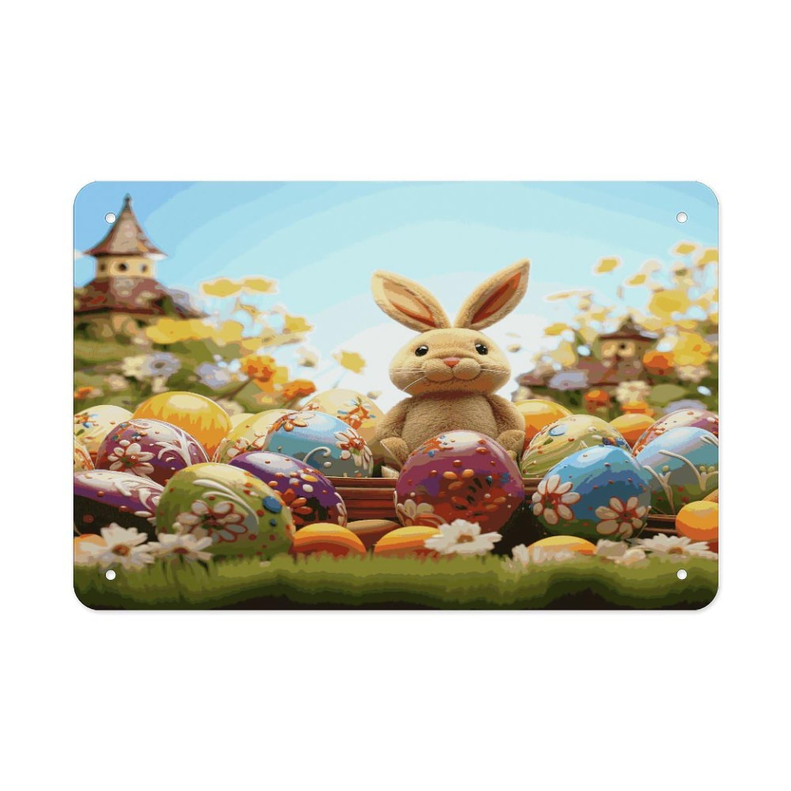 Fodpand Style Easter Colorful Eggs Wall Art Metal Signs Tin Sign