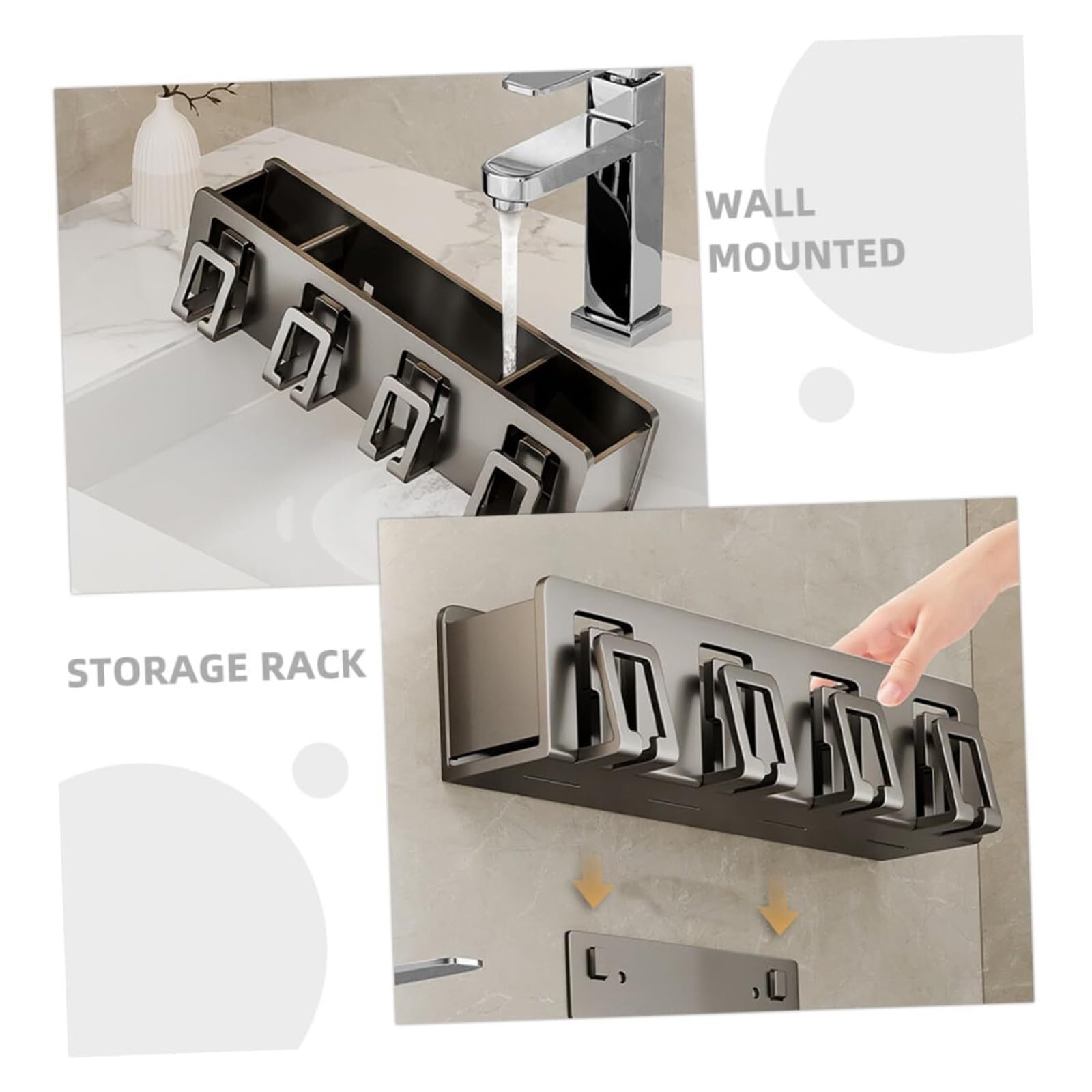 Portacepillos de Dientes Organizador de cepillos Dientes Elegante, Soporte for Cepillo uñas montado en la Pared, Almacenamiento Tazas Vaso de Enjuague bucal Reutilizable