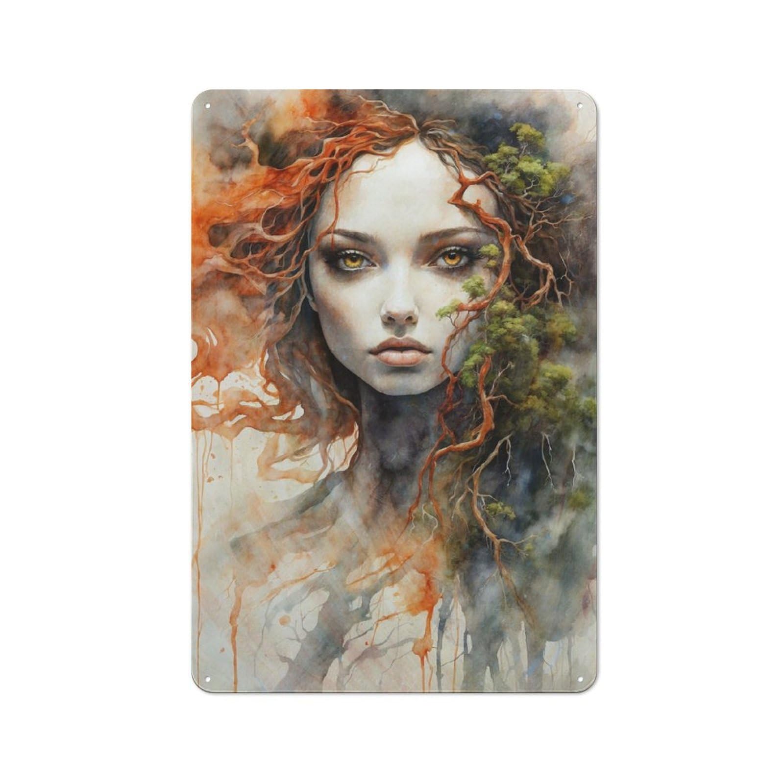 Junmoney Forest Fire Nymph Tin Wall Plaque 30X20cm With For Guest Room Or Hallway, For Metal Sign Collectors, For Garage And Workshop Walls