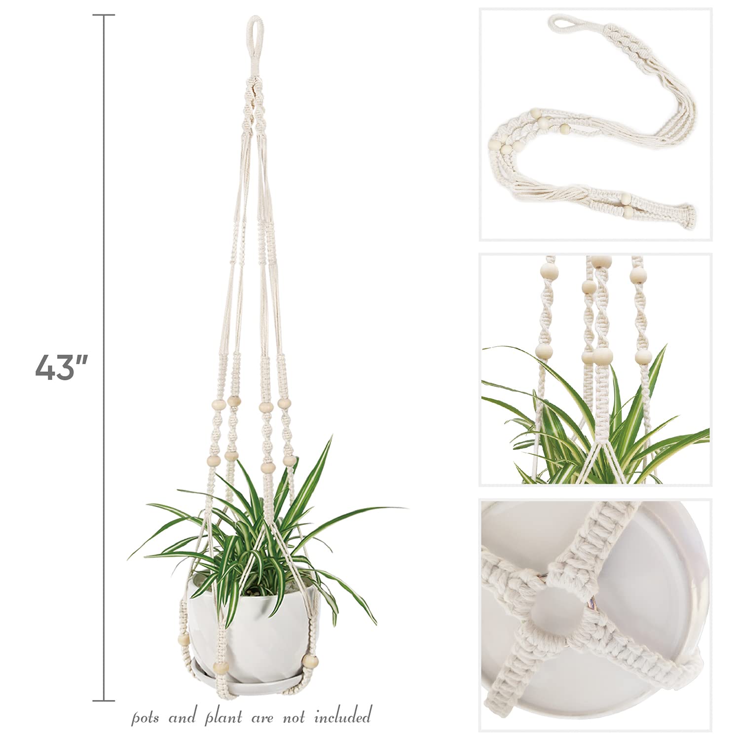 2 Panier Suspendu En Dentelle, Pots De Fleurs Suspendus Avec Corde En