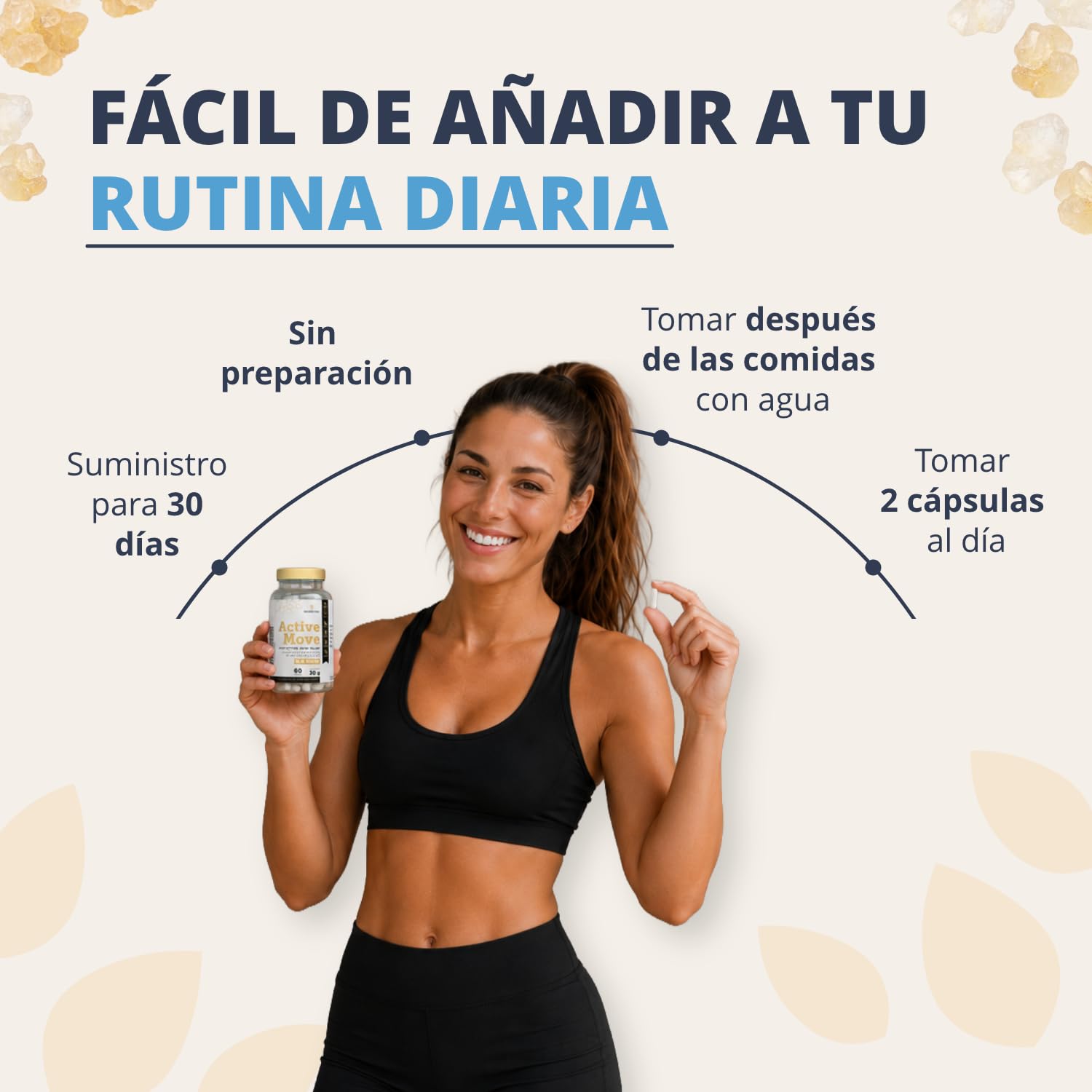 Golden Tree Active Move – Complemento Articulaciones, 60 Cápsulas | Con Boswellia, Ácido Hialurónico, Colágeno UC-II y Vitamina C – Cápsulas de Soporte Articular