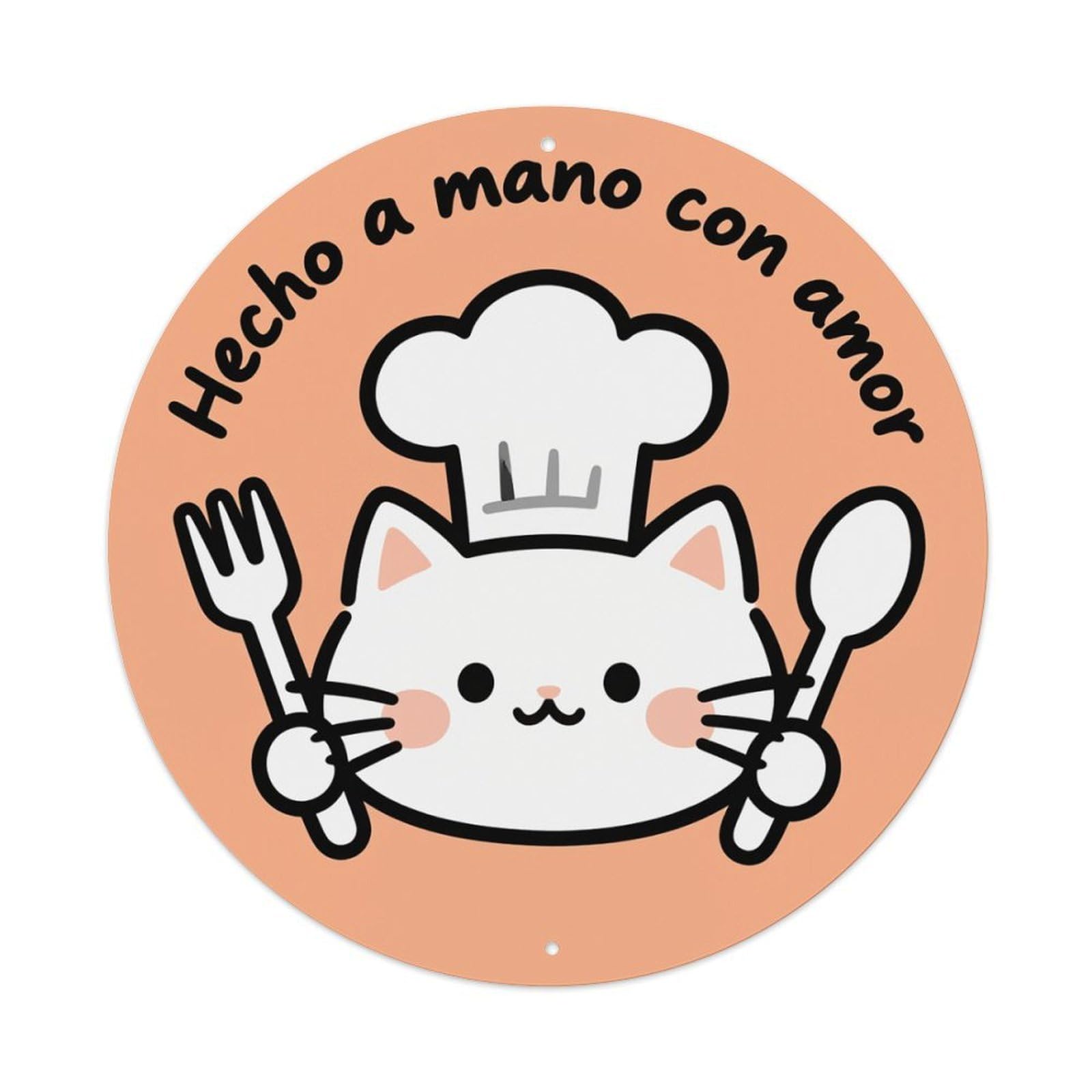 Cat Chef Fork Spoon Hat Round Tin Sign Retro Metal Sign for Cafe Bar Pub Home Game Room Gym Club Wall Decoration Vintage Metal Poster 8x8 Inch