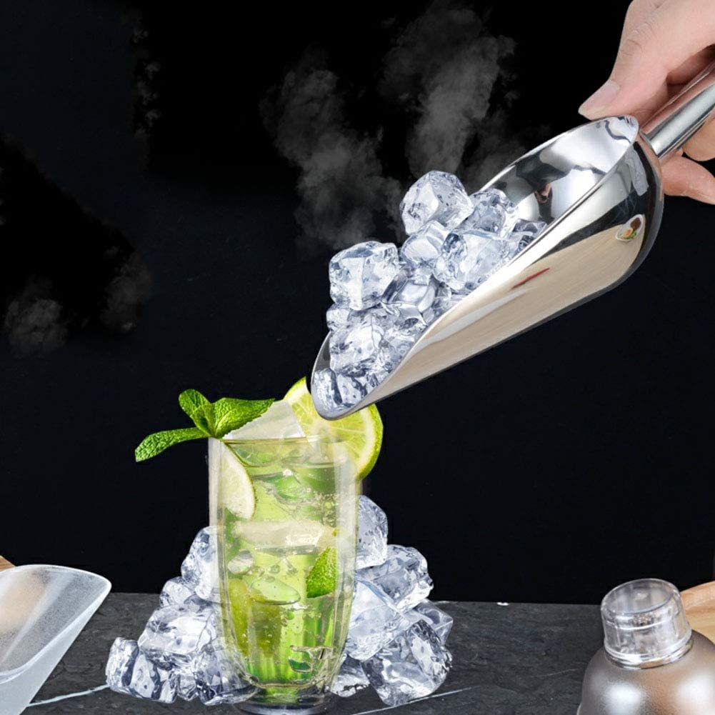 AKAZI Pala para Hielo de Acero Inoxidable, Pala para Hielo pequeña de Metal para Cocina, Bar, Cubo de Hielo, harina, Dulces 472ml 30.2x11cm(12x4inch) (472ml 30.2x11cm(12x4inch))