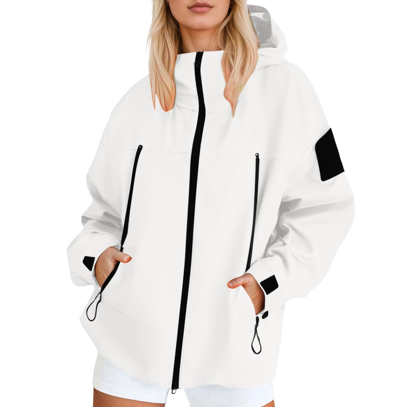 Chaqueta ligera cortavientos para senderismo al aire libre, para otoño, informal, con capucha, impermeable de viaje cómodo, mujer, outdoor
