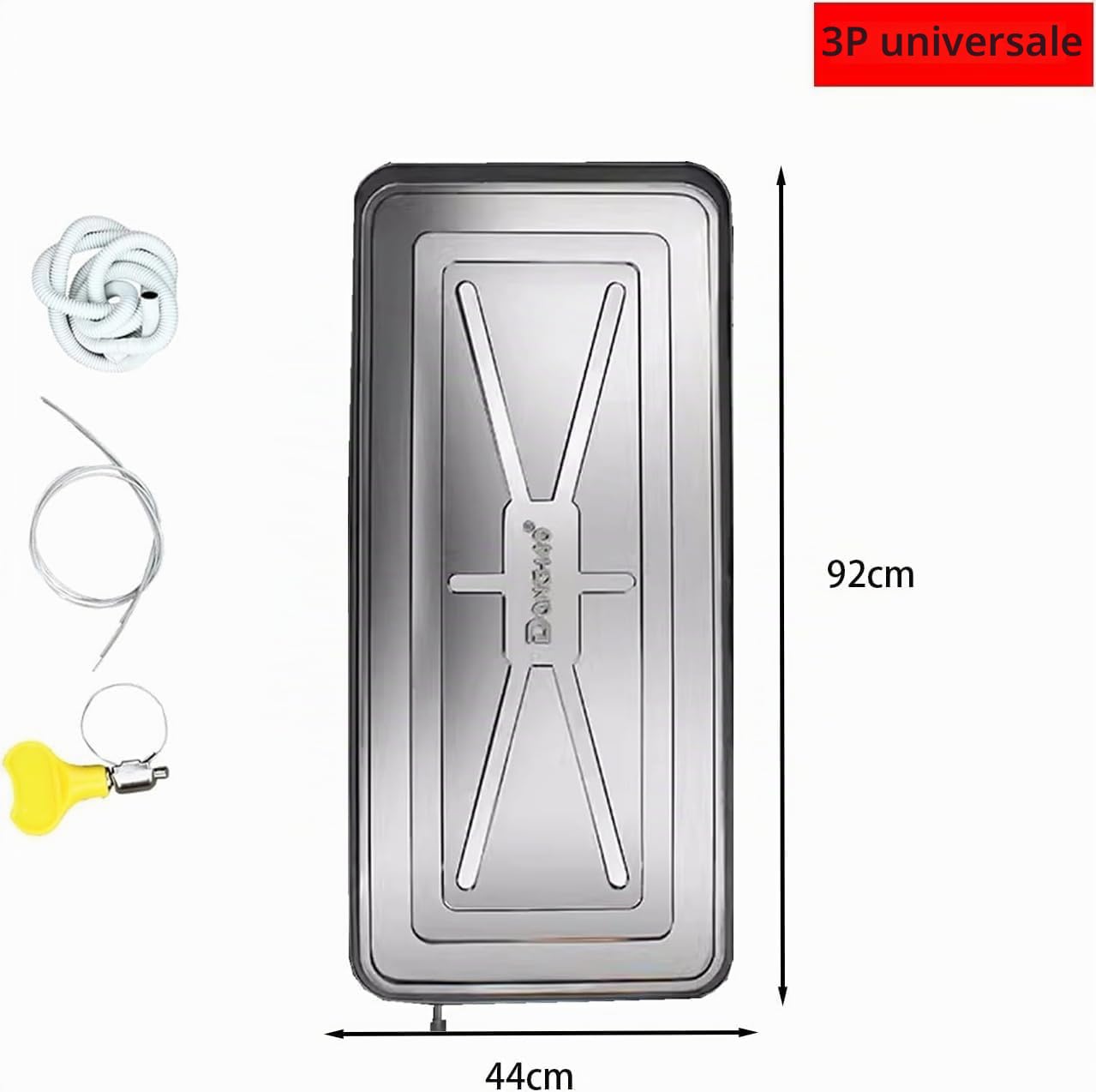 Generico Vassoio di Raccolta Condensa in Acciaio Inox per Condizionatori – Vaschetta Universale per Scarico Acqua – Compatibile con Pompe di Calore e unità EsterneSilver,3P : 92 * 44CM